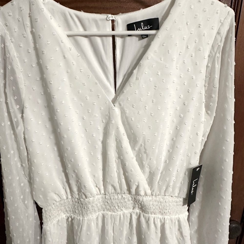 -SALE-Lulus MeadowLake White Swiss Dot Lace Bell Sleeve Romper - Picture 5 of 14